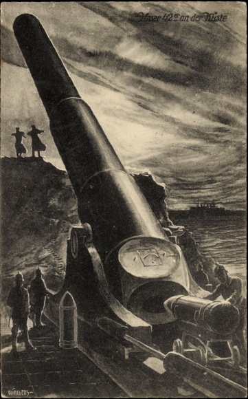 Artist Postcard gun, branch of service, I. WK