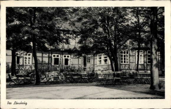 Postcard Winkel Gifhorn in Lower Saxony, The Lönskrug, owner Karl Waletzky, garden view