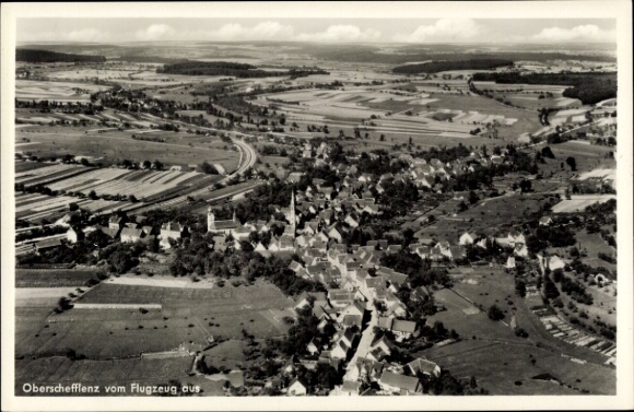 Postcard Oberschefflenz Schefflenz in Baden, aerial photograph