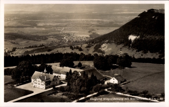 Postcard Lenningen Baden Württemberg, aerial photograph, Diepoldsburg, Breitenstein