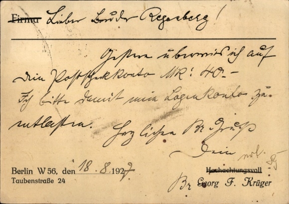 Ak Berlin Mitte, Georg F. Krüger dames-, Backfisch- en kinderjassenfabriek, Taubenstraße 24