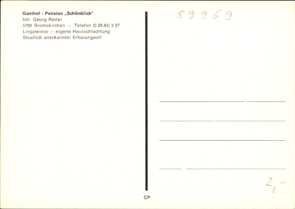 Postcard Bromskirchen in Hessen, Gasthof Pension Schönblick