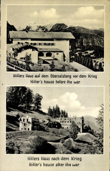 Ak Obersalzberg Berchtesgaden, Haus Wachenfeld, Hitlers Haus vor und nach dem Krieg, Berghof