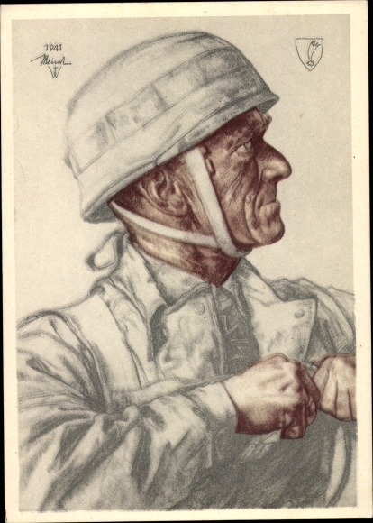 Künstler Ak Willrich, Wolfgang, Generalmajor Eugen Meindl, Fallschirmjäger, Portrait