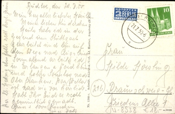 Postcard Buchloe in Allgäu, Bahnhof-Hotel Hirsch, Coffee-Restaurants F. Hauck