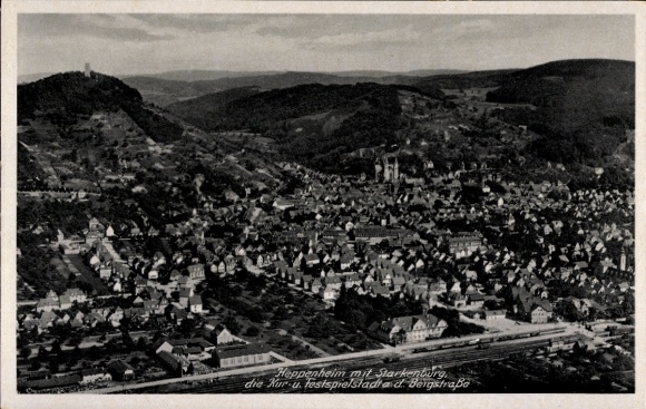 Ak Heppenheim an der Bergstraße, Starkenburg, Fliegeraufnahme