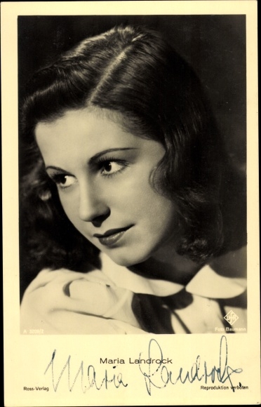 Ak Schauspielerin Maria Landrock, Portrait, UFA Film, Ross A 3209 2, Autogramm