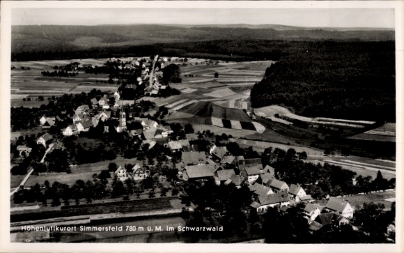 Postcard Simmersfeld in the Black Forest, aerial photograph