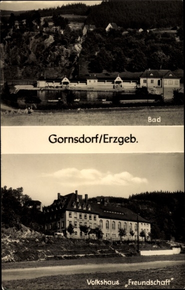 Ak Gornsdorf im Erzgebirge, Bad, Volkshaus Freundschaft
