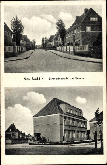 Postcard Neu Seddin Neuseddin Seddiner See Brandenburg, Schmiedestraße, school