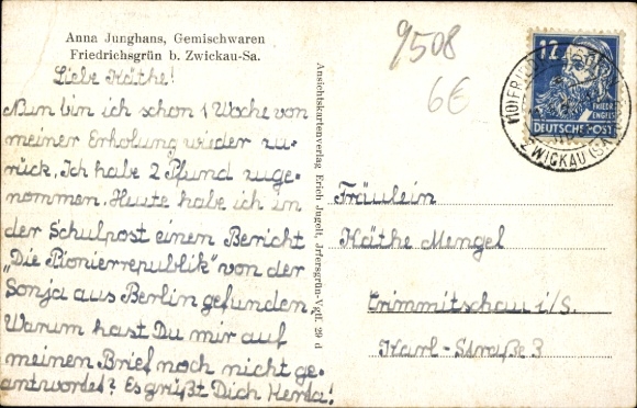 Postcard Friedrichsgrün Reinsdorf in Saxony, Panorama, Town Hall, Church, School