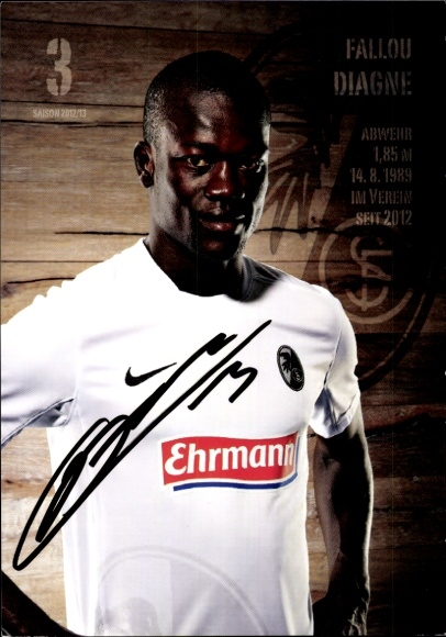 Autograph card footballer Fallou Diagne, SC Freiburg, autograph