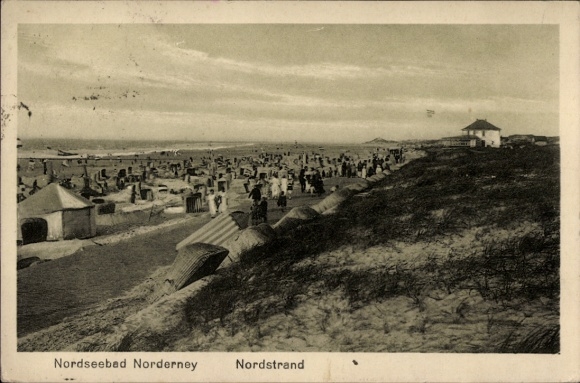 Postcard North Sea resort Norderney East Frisia, North Sea resort Nordstrand, beach chairs, sea, dune