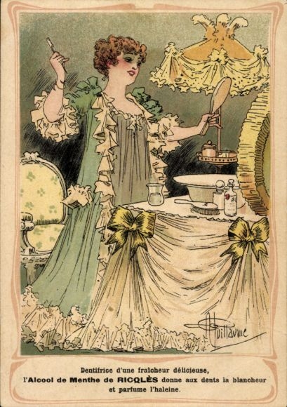 Artist Postcard Guillaume, Albert, advertising, Alcool de Menthe de Ricqoles