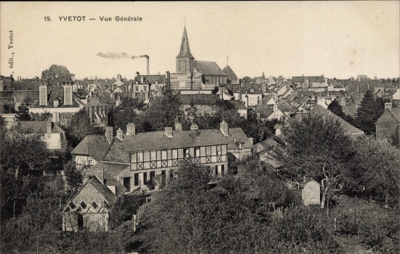 Postcard Yvetot Seine Maritime, general view