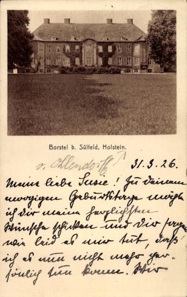 Postcard Borstel Sülfeld in Schleswig-Holstein, building