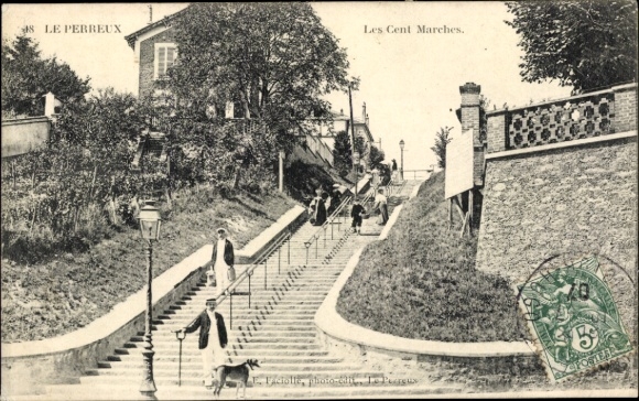 Ak Le Perreux sur Marne Val de Marne, Treppe, hundert Schritte