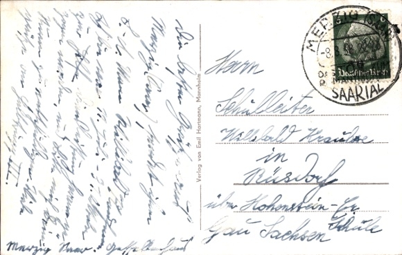 Ak Merzig an der Saar, stadhuis, districtspaarbank, kasteel Fellenberg, zwembad Heilborn