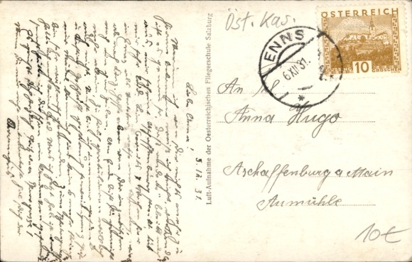 Postcard Enns in Upper Austria, pilot photo of the army school, barracks