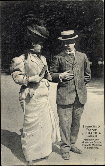 Postcard Francesc Ferrer i Guàrdia, founder of the modern school Escuela Moderne, Barcelona