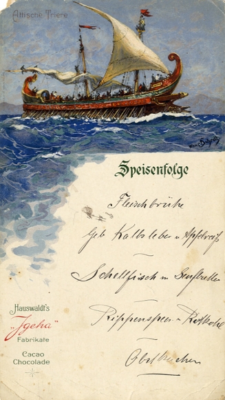 Künstler Menükarte Bohrdt, Hans, Igeha, Schokolade Hauswaldt, Attische Tiere