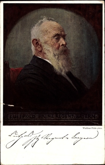 Postal stationery artist PC Firle, Walther, Prince Regent Luitpold of Bavaria, portrait