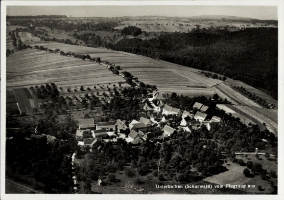 Postcard Unterberken (near Göppingen) Schorndorf in Württemberg, Unterberken (Schurwald) from the airplane...