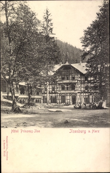 Postcard Ilsenburg am Nordharz, Hotel Prinzess Ilse, half-timbered house