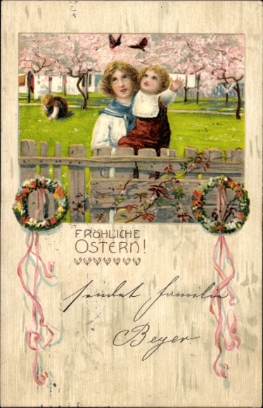 Ak Glückwunsch Ostern, Mutter mit Kind