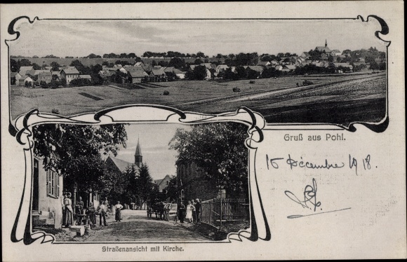 Passepartout PC Pohl Nassau im Taunus, street view with church, long shot