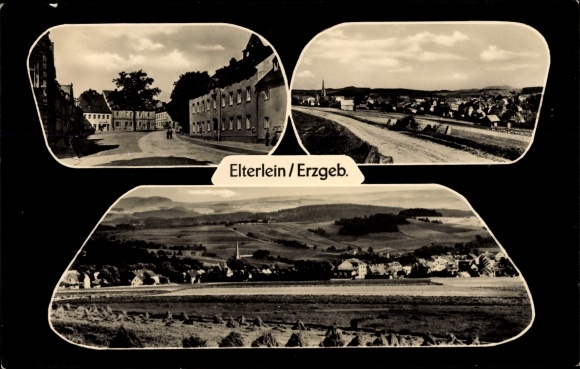 Ak Elterlein im Erzgebirge, Gesamtansicht, Straßenpartie