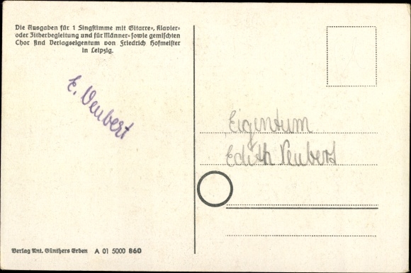 Song Postcard Günther, Anton, Hello God, my Arzgebirg, Ore Mountain dialect No. 24, Keilberg