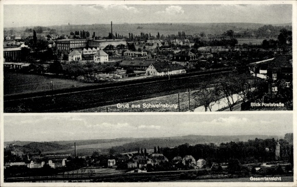 Postcard Schweinsburg Neukirchen Pleiße, general view, Poststraße