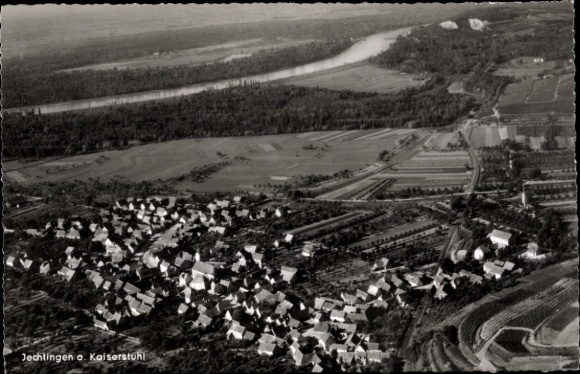 Postcard Jechtingen Sasbach am Kaiserstuhl, aerial photograph