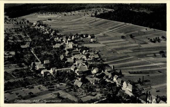 Postcard Schellbronn Neuhausen in the Enzkreis Black Forest, aerial view of the outdoor swimming pool, Black Forest