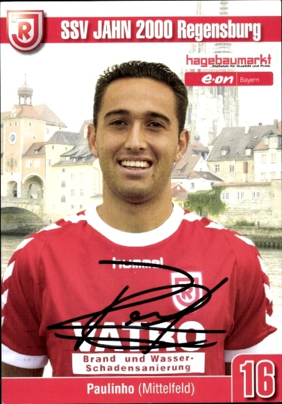 Autograph card footballer Paulinho, SSV Jahn Regensburg, autograph