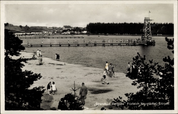 Postcard Neustädtel Schneeberg in the Ore Mountains, lido Bergsee, Filzteich