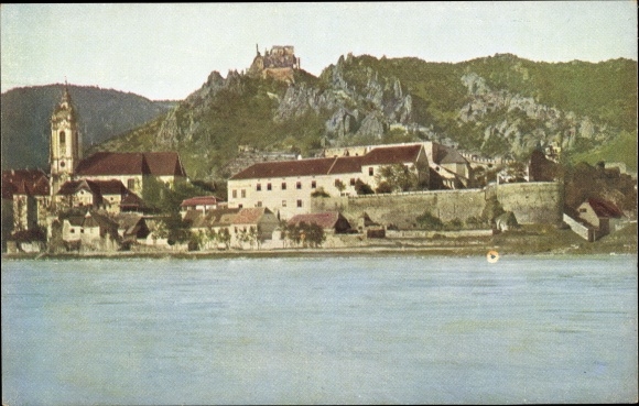 Ak Dürnstein an der Donau Wachau Niederösterreich, Teilansicht mit Burg St. Michael