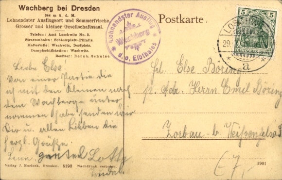 PC Dresden Wachwitz, Wachberg, inn, owner Bernh. Schulze