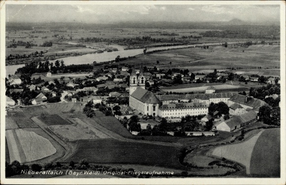 Ansichtkaart Niederalteich in Neder-Beieren, klooster Niederaltaich, luchtfoto