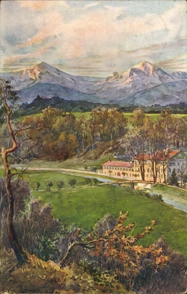 Artist Postcard Kaufmann, Bad Empfing Traunstein in Upper Bavaria, general view, Wildbad