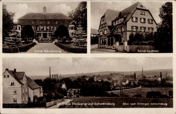 Postcard Schweinsburg Culten Neukirchen Pleiße, Castle, Castle Pharmacy, Schweinsburg Manor