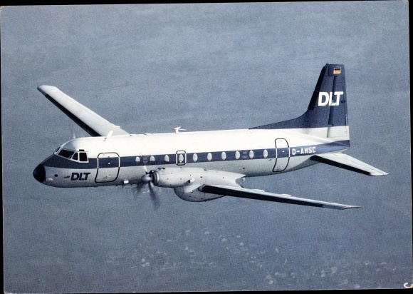 Postcard HS 748, DLT, passenger aircraft, D-AHSC