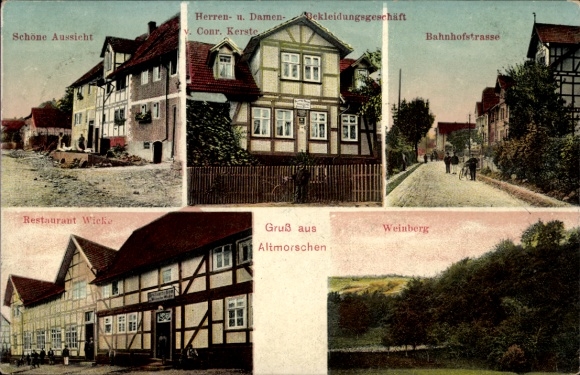 Postcard Altmorschen Morschen Hesse, clothing store, beautiful view, Restaurant Wicke