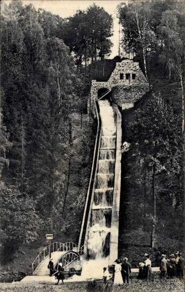 Postcard Spechtritz Rabenau, Rabenauer Grund, waterfall