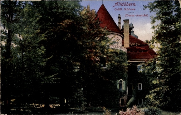 Postcard Altdöbern in Lower Lusatia, Count's Castle, Tower