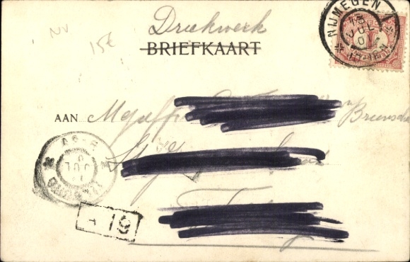 Passepartout Postcard Nijmegen-Gelderland, plaice, street section