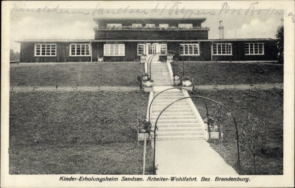 Postcard Klein Gottschow Groß Pankow Brandenburg, Children's Recreational Home Sandsee, Workers' Welfare Association