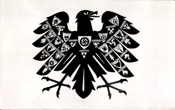 Coat of arms Postcard Reichsadler, craft coat of arms, brewer, tailor, stonemason, painter
