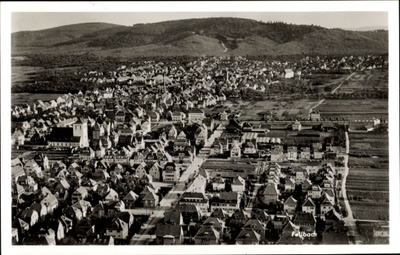 Postcard Fellbach in Württemberg, aerial photograph